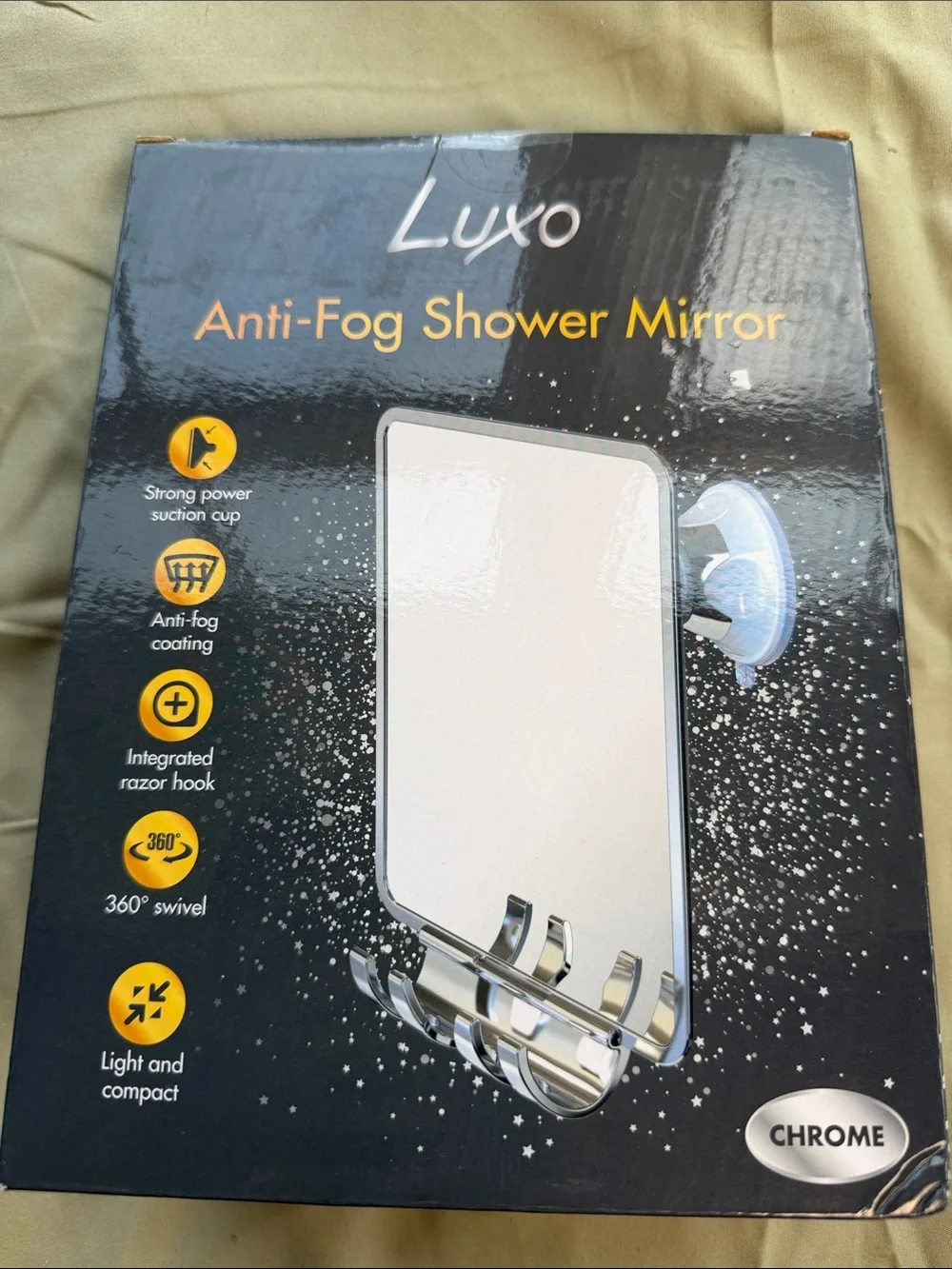 Lux Chrome Anti-Fog Shower Mirror with Razor Hook